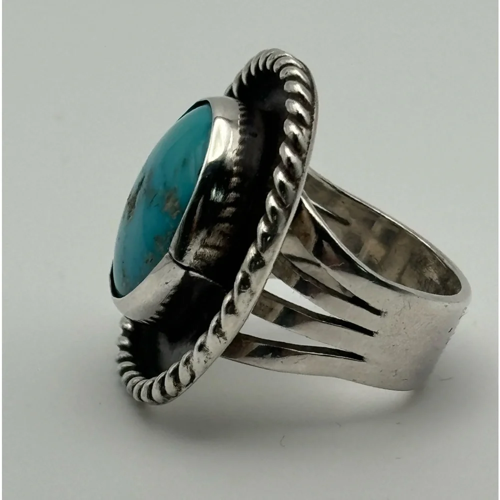 Vintage Native American Shadowbox Turquoise Ring‎ Size 5.5